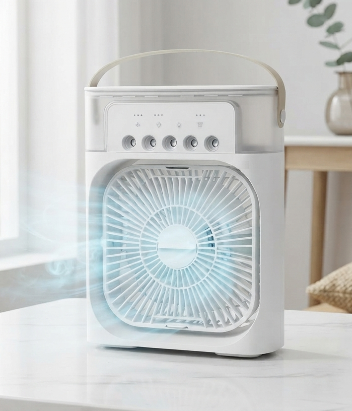 FLORIS™ Mini Climatiseur Portable 3-en-1 | Ventilateur, Rafraîchisseur d’Air & Humidificateur